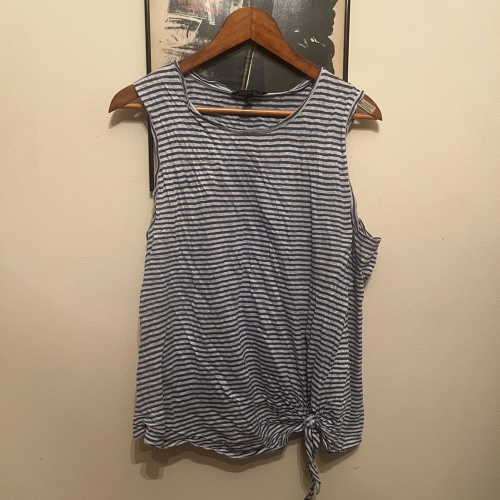 Banana Republic Linen Nautical Striped Sleeveless Tie-Front Top XL